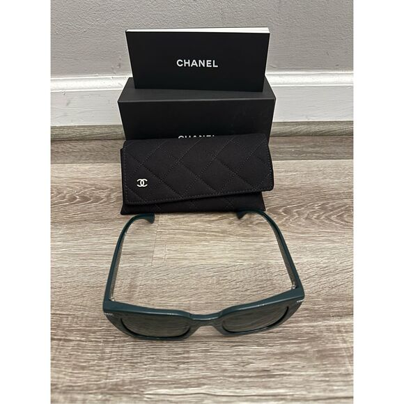 Chanel Acetate Square CC Polarized 5509-A Sunglasses Green - Picture 2 of 14